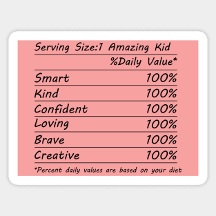 Amazing Kid Nutritional Facts Sticker